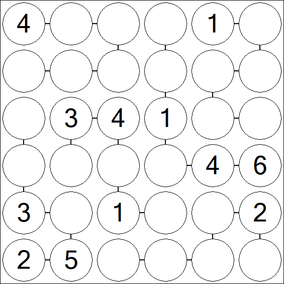 Chain Sudoku 6x6 - Medium