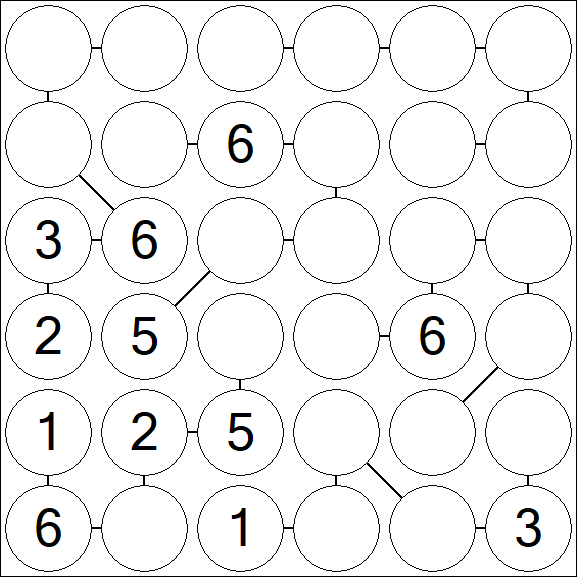 Chain Sudoku 6x6 - Medium