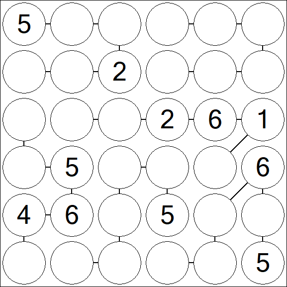 Chain Sudoku 6x6 - Medium