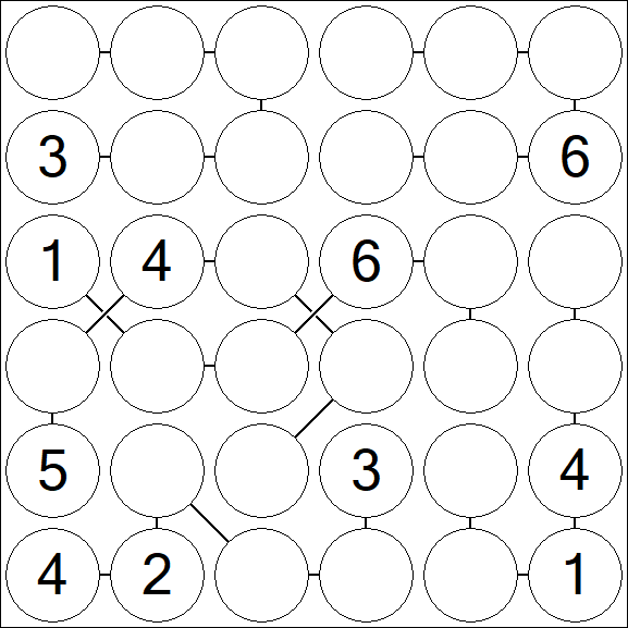 Chain Sudoku 6x6 - Medium