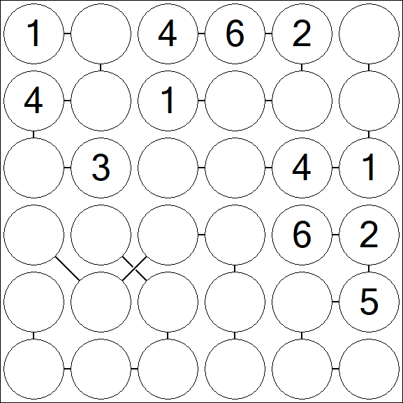 Chain Sudoku 6x6 - Medium