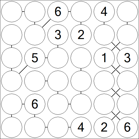 Chain Sudoku 6x6 - Medium