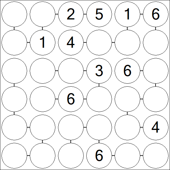 Chain Sudoku 6x6 - Medium