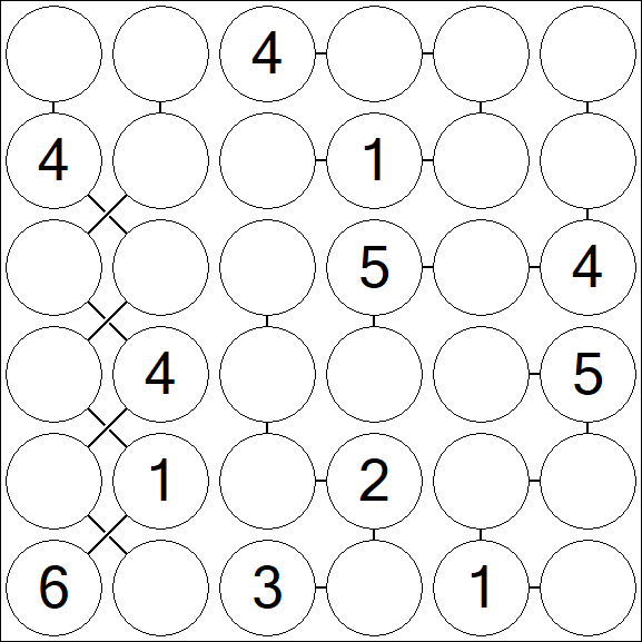 Chain Sudoku 6x6 - Medium