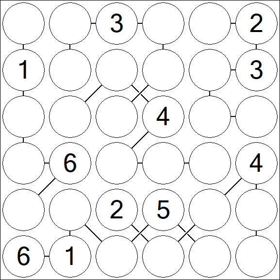 Chain Sudoku 6x6 - Medium
