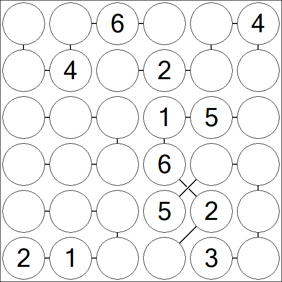 Chain Sudoku 6x6 - Medium