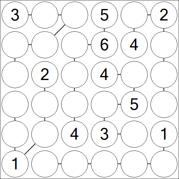 Chain Sudoku 6x6 - Medium