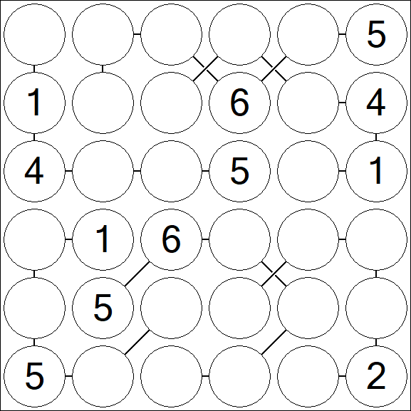 Chain Sudoku 6x6 - Medium