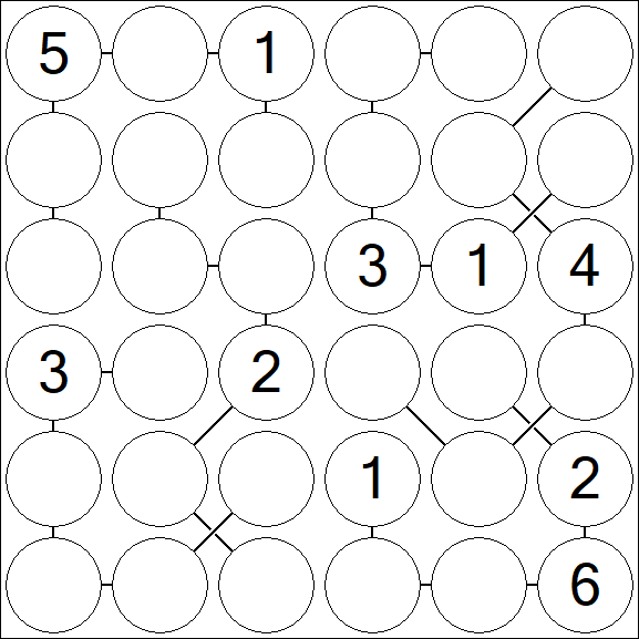 Chain Sudoku 6x6 - Medium