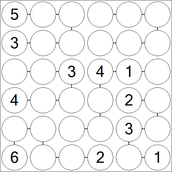 Chain Sudoku 6x6 - Medium