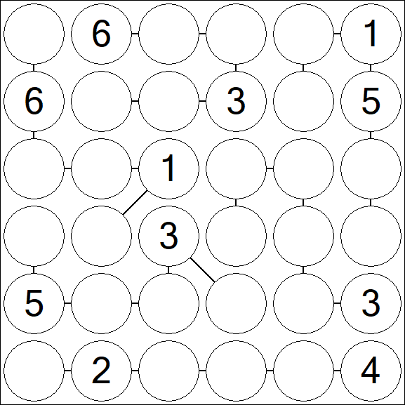 Chain Sudoku 6x6 - Medium