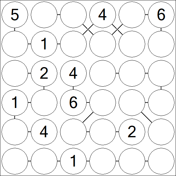 Chain Sudoku 6x6 - Medium