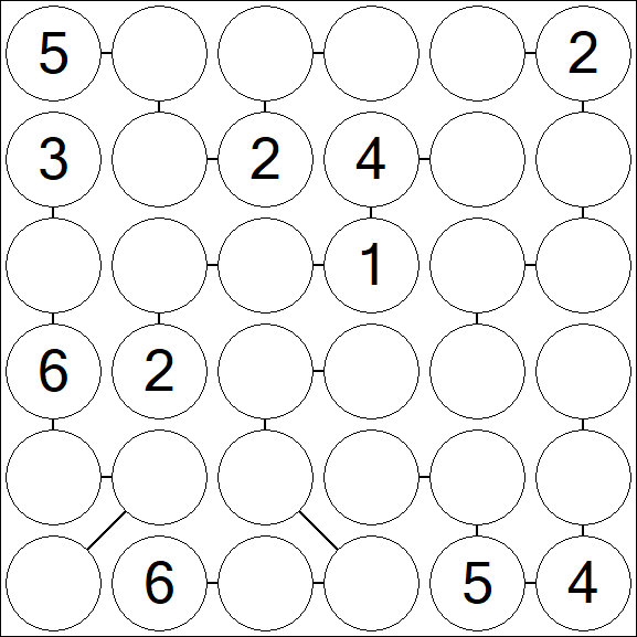 Chain Sudoku 6x6 - Medium