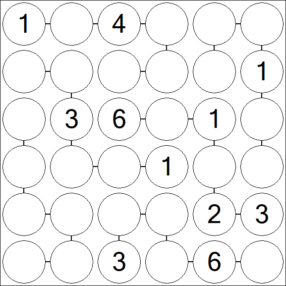 Chain Sudoku 6x6 - Medium