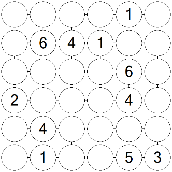 Chain Sudoku 6x6 - Medium