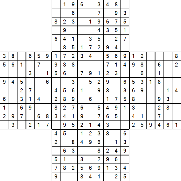 Cross Sudoku - Einfach