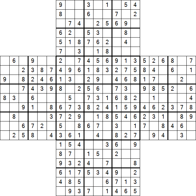 Cross Sudoku - Einfach