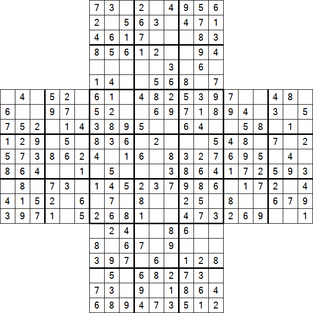Cross Sudoku - Simple
