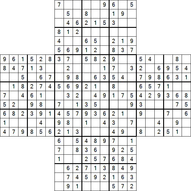 Cross Sudoku - Simple