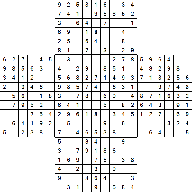 Cross Sudoku - Simple