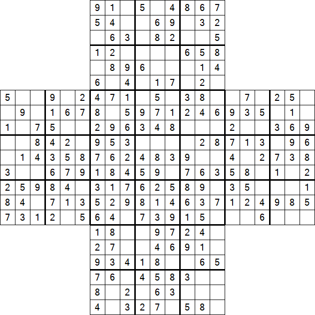 Cross Sudoku - Simple