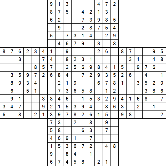 Cross Sudoku - Simple