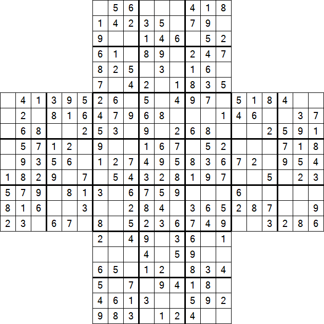 Cross Sudoku - Simple
