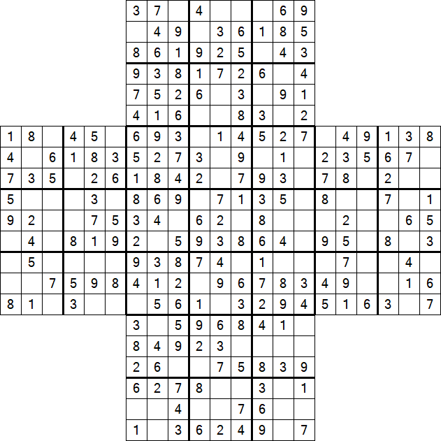 Cross Sudoku - Simple