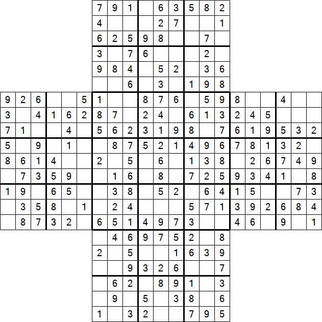 Cross Sudoku - Simple