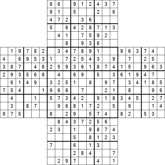 Cross Sudoku - Simple