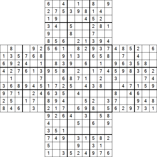 Cross Sudoku - Easy