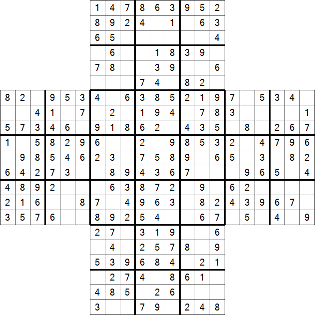 Cross Sudoku - Easy