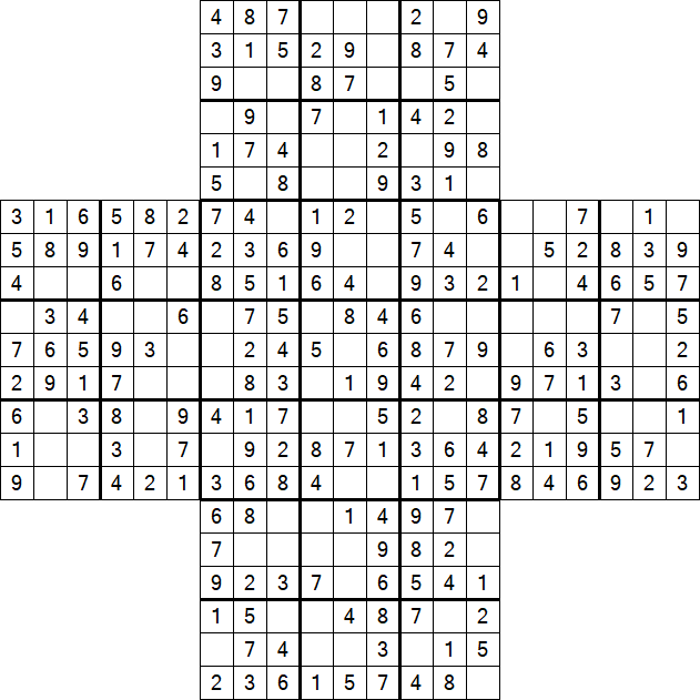 Cross Sudoku - Einfach