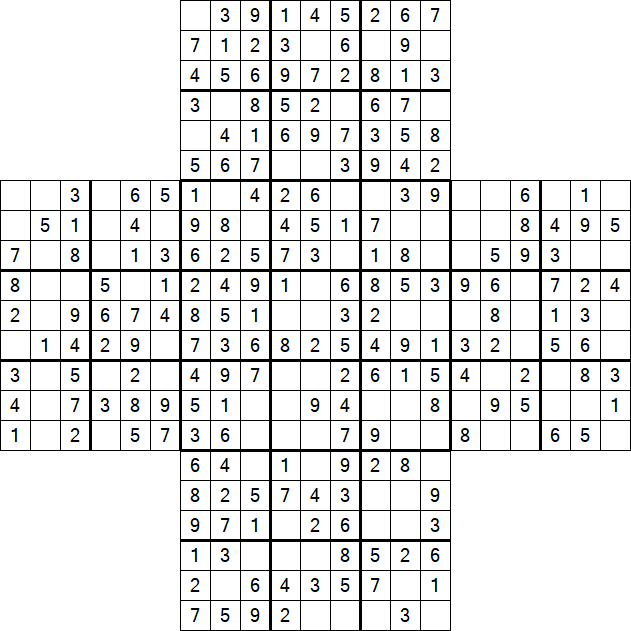 Cross Sudoku - Easy