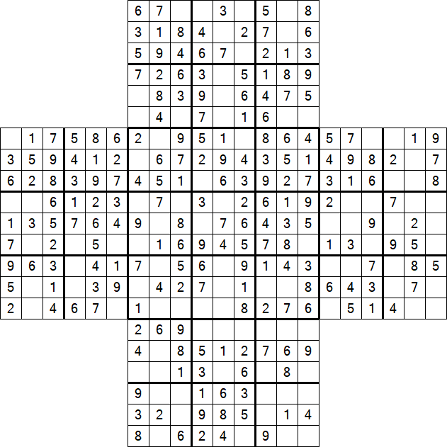 Cross Sudoku - Easy