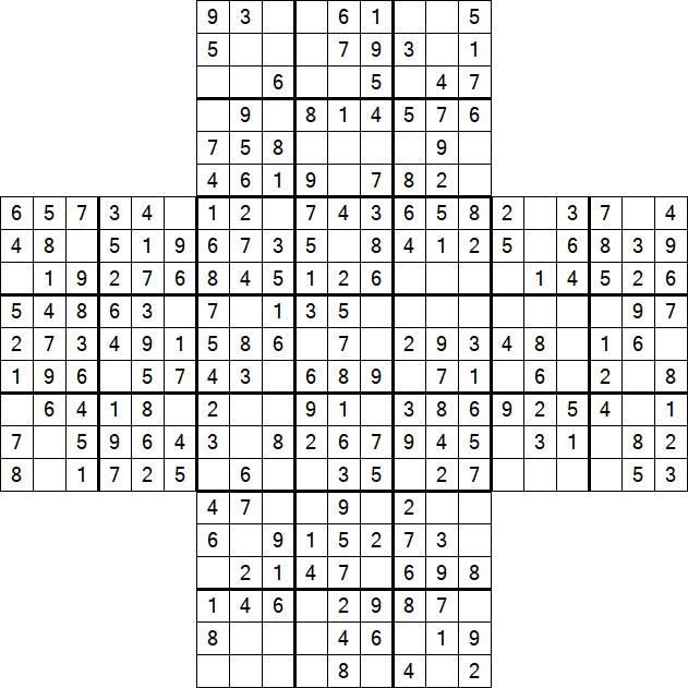 Cross Sudoku - Easy