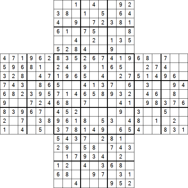 Cross Sudoku - Easy