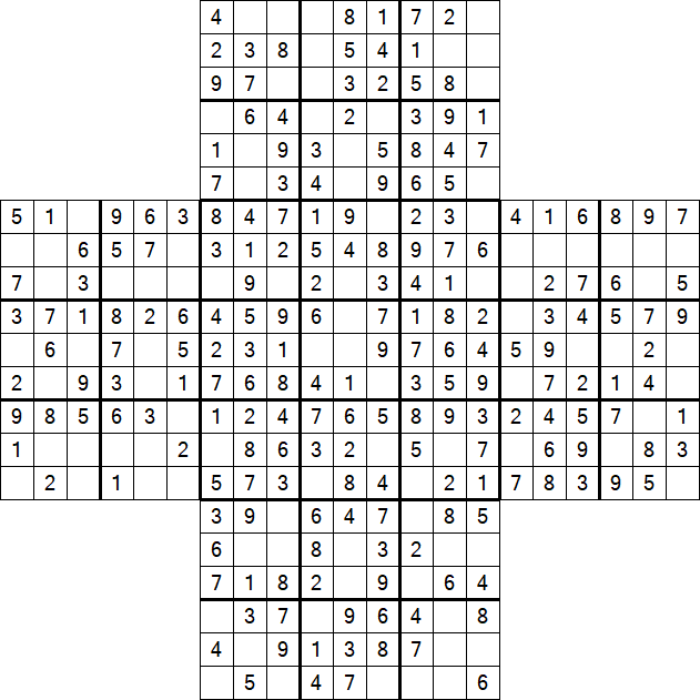 Cross Sudoku - Easy