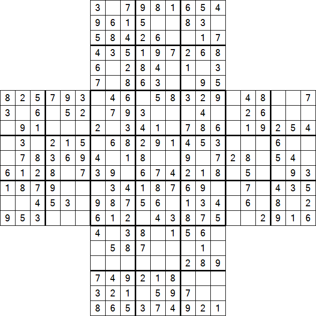 Cross Sudoku - Einfach