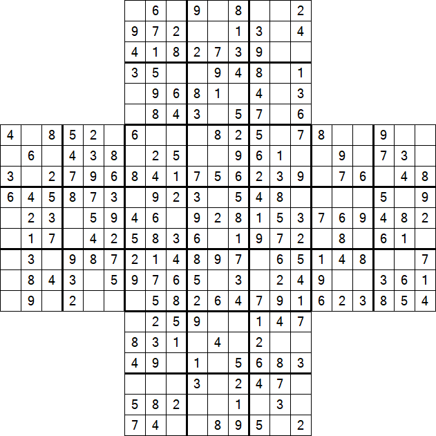Cross Sudoku - Einfach