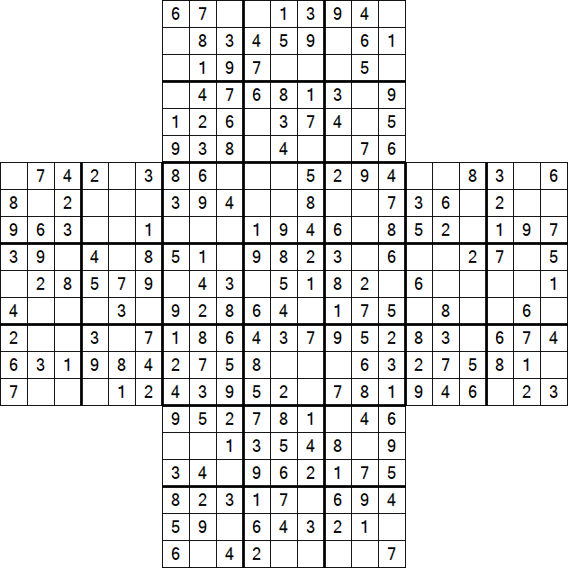 Cross Sudoku - Einfach