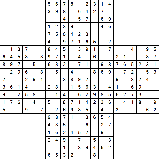 Cross Sudoku - Einfach