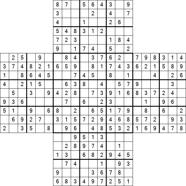 Cross Sudoku - Einfach