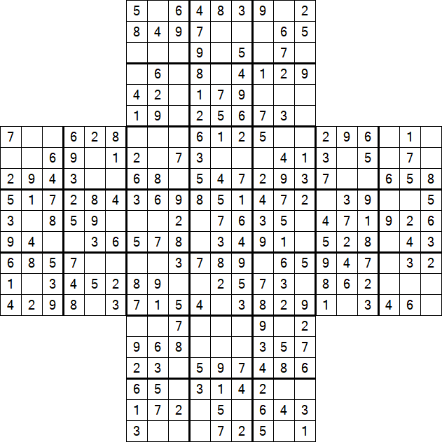 Cross Sudoku - Einfach