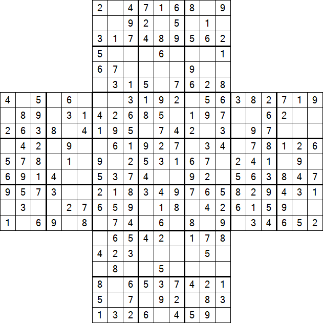 Cross Sudoku - Einfach