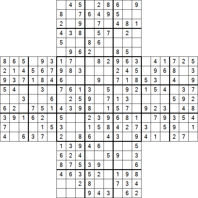 Cross Sudoku - Einfach