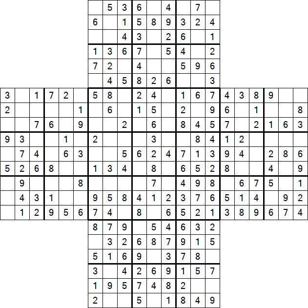 Cross Sudoku - Einfach