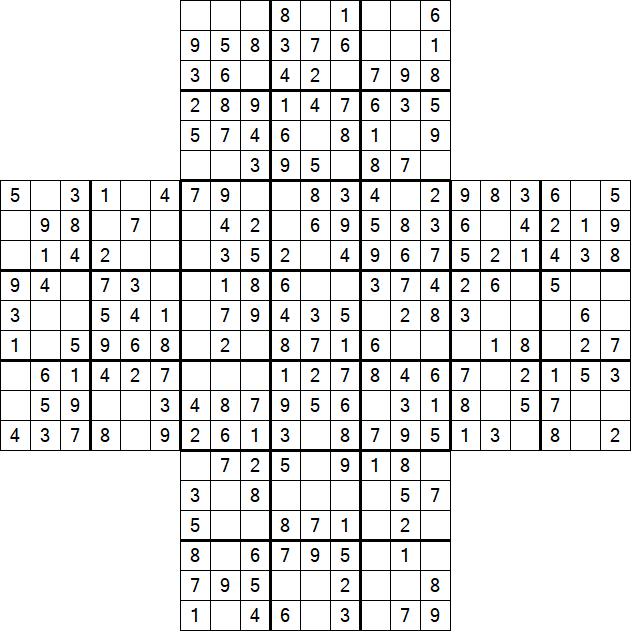 Cross Sudoku - Einfach