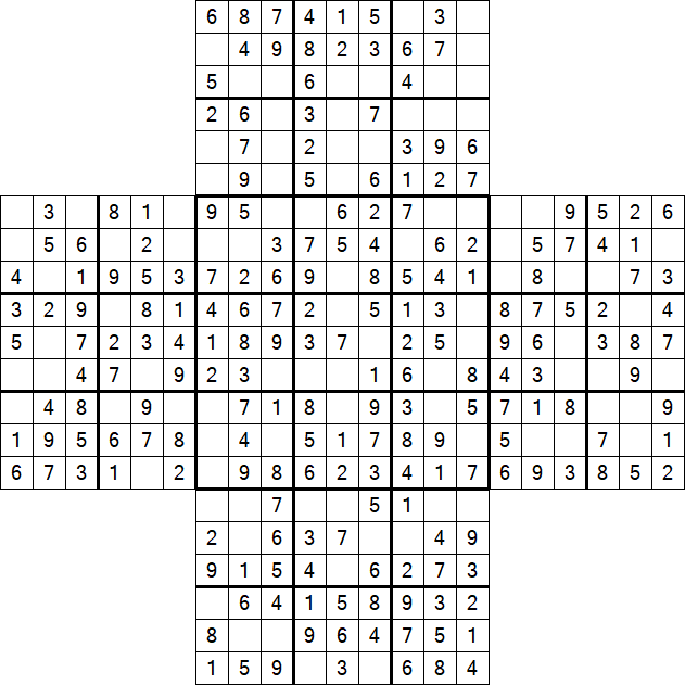 Cross Sudoku - Einfach