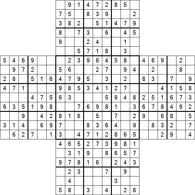 Cross Sudoku - Einfach
